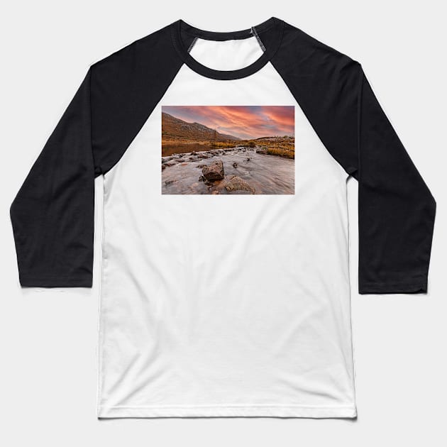 Loch Clunie - Sunset Baseball T-Shirt by Reg-K-Atkinson